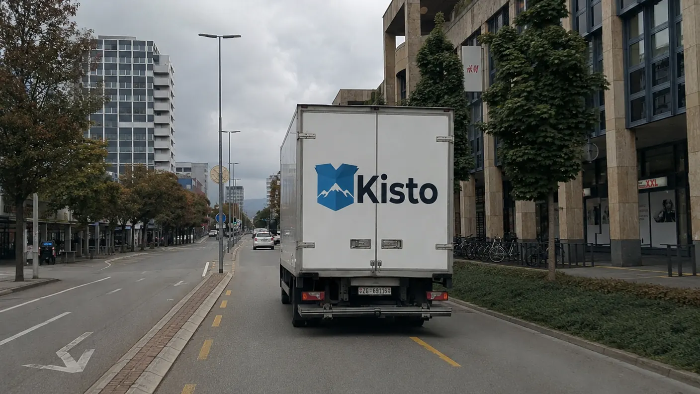 Kisto-Umzugstransporter unterwegs in der Stadt Zug